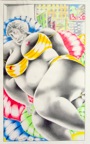 BORD DE MER-MAILLOTS DE BAIN .  N° 6373 . Encre crayons de couleur 38x23cm