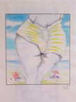 BORD DE MER-MAILLOTS DE BAIN .  N°6376 . Encre crayons de couleur 17x15cm Collection privee
