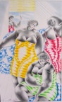 BORD DE MER-MAILLOTS DE BAIN . N°6377 . Encre crayons de couleur 39x24cm