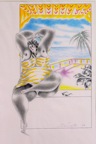 BORD DE MER-MAILLOTS DE BAIN . N°6388 . Encre crayons de couleur 27x18cm