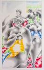 BORD DE MER-MAILLOTS DE BAIN . N°6391 . Encre crayons de couleur 38x23cm