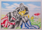 BORD DE MER-MAILLOTS DE BAIN .  N°6397 . Encre crayons de couleur 26x38cm