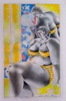 BORD DE MER-MAILLOTS DE BAIN .  N°6402 . Encre crayons de couleur 26x16cm